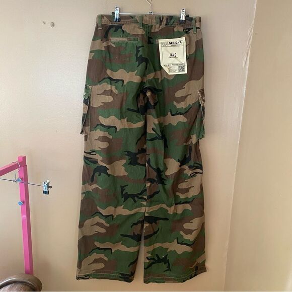 SER.O.YA Jane camo cargo Pants low rise loose fit baggy NWT 26 - Picture 15 of 16